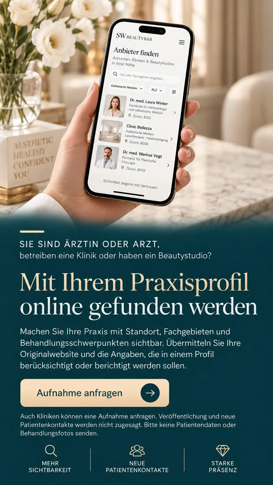 SW BeautyBar: Smartphone mit Anbietersuche für Beauty und Ästhetik